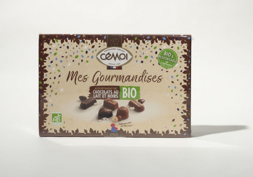 Assortiments de chocolats bio Mes Gourmandises. Cémoi. Photo: Philippe Lim