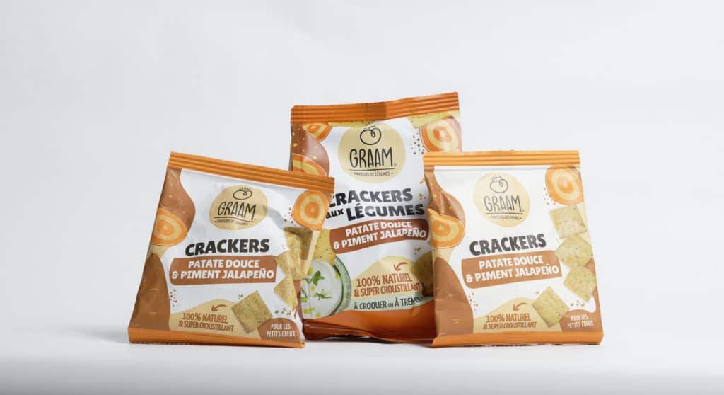 Crackers Patate douce et Piment Jalapeno snackings salés de GRAAM. Photo: Philippe Lim